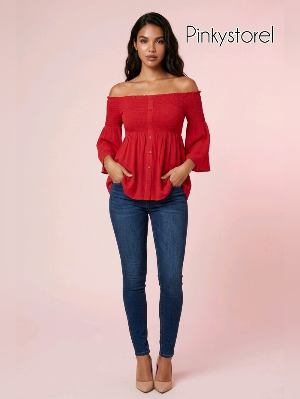 ♥️Button Smocked Shoulder Top♥️